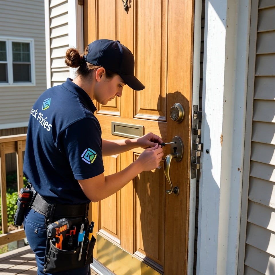Residential locksmith doing lock repair in Denver